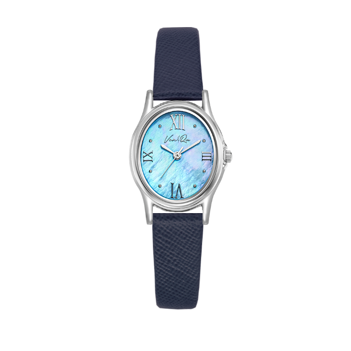 벤앤쿠 Gem-Silver Aquamarine (Navy Saffiano leather)